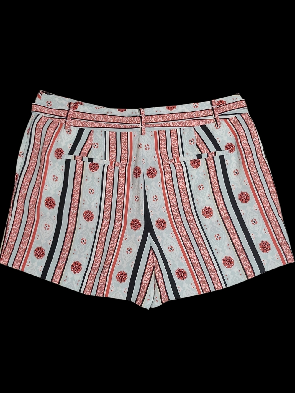 Ann Taylor LOFT Costa 4" Tie Waist Fluid Shorts Size 10  High-Rise Blue Red - Picture 5 of 16